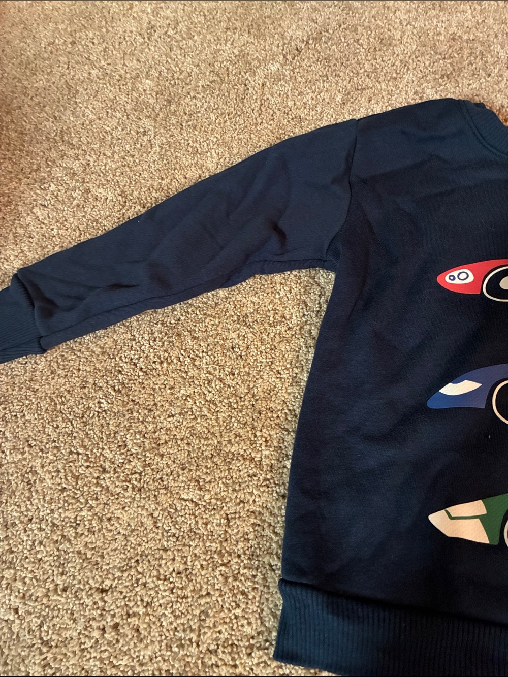 Toddler Boys Navy Blue Race Car Graphic Sweatshirt Long Sleeve Top - Picture 4 of 8